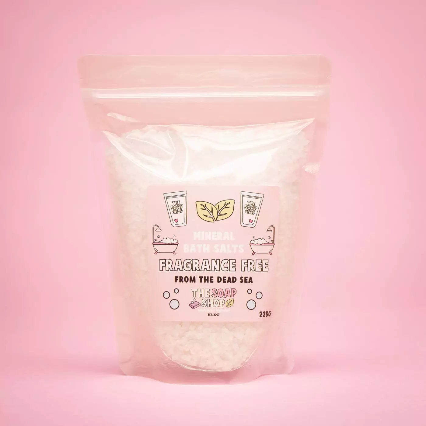 Fragrance free bath salts